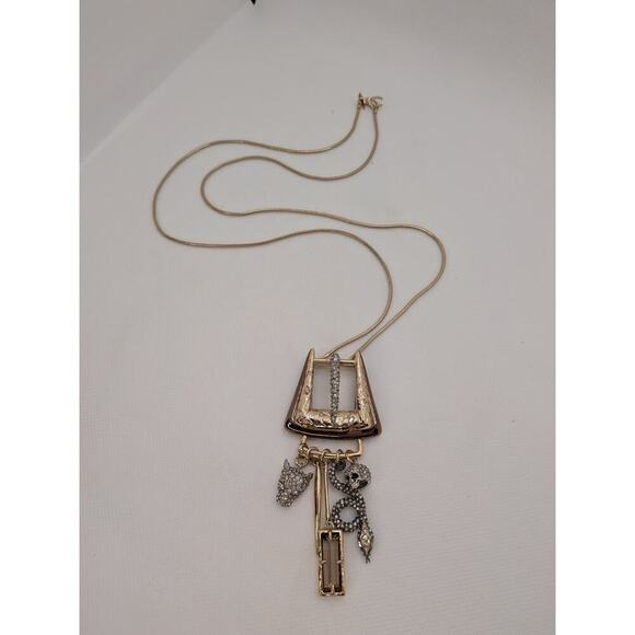 ALEXIS  BITTAR CONVERTIBLE  PIN TO NECKLACE BUCKLE WITH CHAIN Skull & Snake - Picture 4 of 8